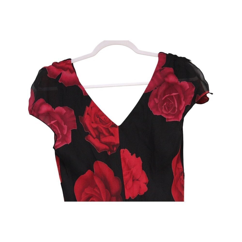 Vintage Y2K Babydoll Midi Dress Size 10 Floral Chiffon Dark Romantic Goth Grunge - Picture 9 of 12